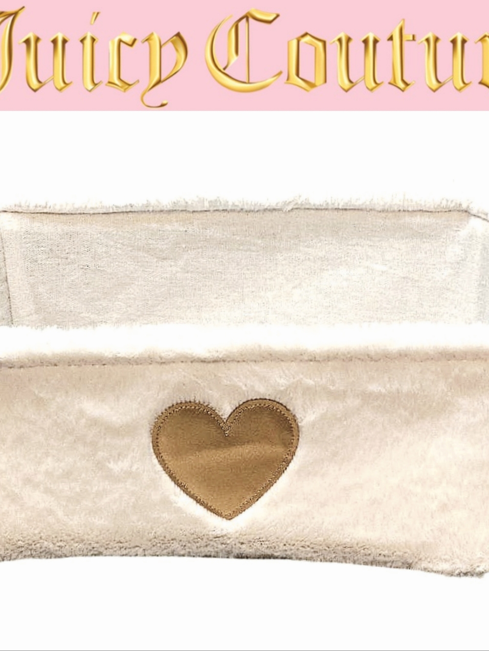 Juicy Couture Home Gold Heart Velour Decorative Storage Basket